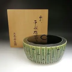 ウ245 水指『洞華造』『色絵芦 平水指 共箱』茶道具 塗蓋 - メルカリ