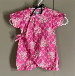 ベビー 甚平 ロンパース 70cm 花柄 ピンク 女の子 夏祭り