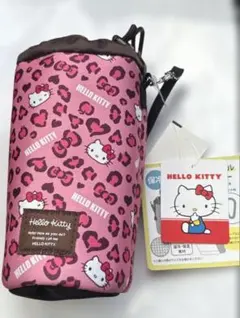 新品 ハローキティ 保冷保温水筒カバー ペットボトルカバー ピンク ヒョウ柄