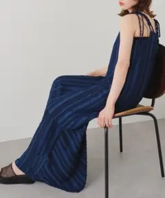 Kastane カスタネ ストライプジャガードキャミワンピース