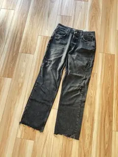 ZARAレディースダメージデニムパンツ ブラック