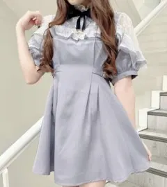 ROJITA ハートチャーム付きレースラッフルワンピース