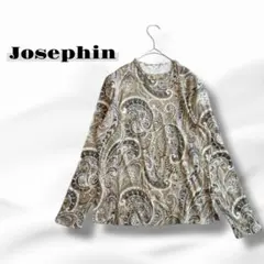 【美品】ジョセフィン ウール混カットソー ペイズリー柄 首元フリル 6774