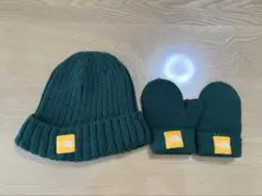 THE NORTH FACE ダークグリーン ニット帽とミトンセットBFサイズ
