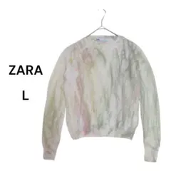 ZARA 長袖 ニット セーター マーブル模様【L】ウール混 アルパカ混