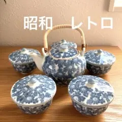 昭和　レトロ　蓋つき湯呑み5客　急須　セット