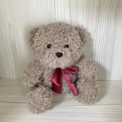 テディベア ぬいぐるみ ブラウン ボルドーリボン