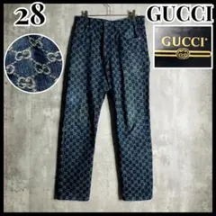 グッチ 21SS GG総柄 羊革 エコウォッシュド デニムパンツ 28のサムネイル