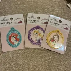 セリア　ディズニープリンセス　シールワッペン3種類　入園準備　匿名配送