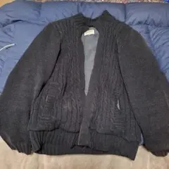 BOSTON TRADERS グレー ケーブルニット ジップアップセーターM