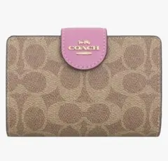 COACHコーチシグネチャーミディアム二つ折り財布フューチャーピンクのサムネイル