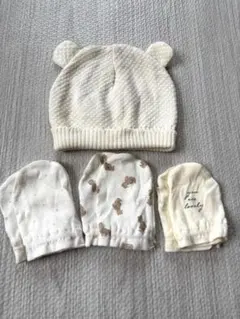 耳付きニット帽とミトンセット