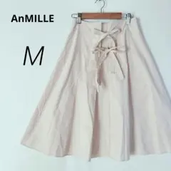 ダブルリボン✨AnMILLE ひざ丈 フレアスカート ベージュ【M】c10030のサムネイル