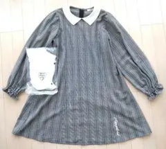 美品ALGY　М　チェック柄ワンピース ホワイト襟付き