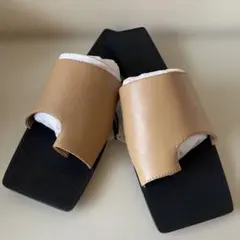 新品ZARA レザーフラットサンダル24.5cm
