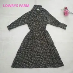 LOWRYS FARM【M】黒地に小花柄の長袖 ロング ワンピース 花柄