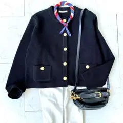 スローン 極美品 日本製コットンニット 金ボタン カーディガン ジャケット 黒