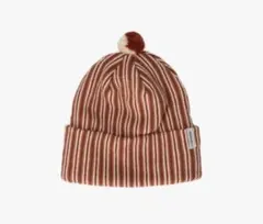 override ストライプ ポンポン付き ニット帽