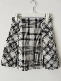 ロービングチェックミニスカート　インパン裏地付きチェック柄ツイードミニスカート