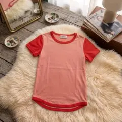 agnes b. アニエスベー　バイカラー 半袖Tシャツ カットソー　ピンク　Sのサムネイル