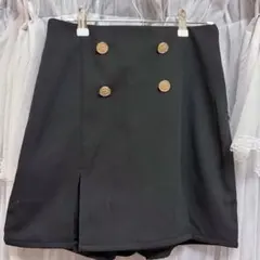 INGNI ブラック ダブルボタンプリーツ ミニスカート インパン付き
