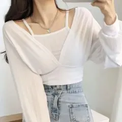 美品★近日処分 バックリボン シアークロップトップス オフショル アンサンブル