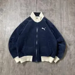 00s PUMA ベロア　中綿ジャケット　リバーシブル　紺　白　XL