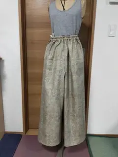 기모노 리메이크 와이드 팬츠/오시마 폰지