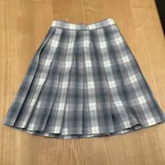 XS ブルー系チェック プリーツスカート