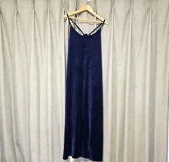 RAY CASSIN ベロアキャミワンピース ロング丈 ネイビー