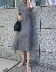 snidel メローデザインワンピース　ブラック
