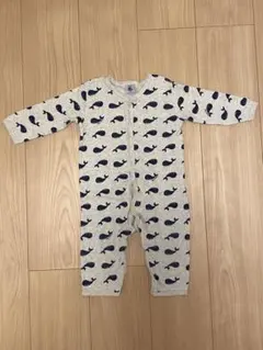 プチバトーロンパース12month 74cm くじら柄