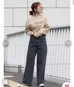 カットオフワイドデニムパンツ