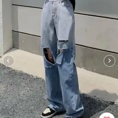 レディース　ダメージデニム　L