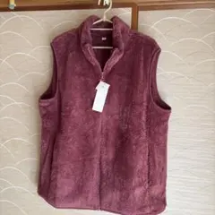 ユニクロファーリーフリースベスト3XL【新品、未使用】　小豆色