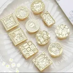 ゴールド　シーリングスタンプヘッド 11種 花柄 くま リボン 封蝋