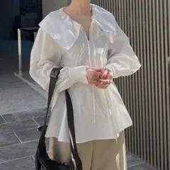 CLANE クラネ BIG COLLAR DRAWSTRING BLOUSE