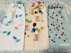 おりこうエプロン☆一重☆タオルエプロン☆キャンディ風船ねこさくらんぼ