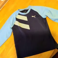 Puma 長袖シャツ 140 ネイビー/ライトブルー