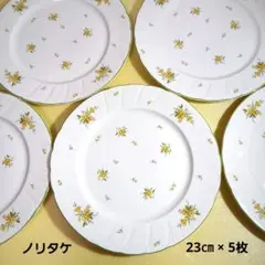 ノリタケ　大きめ　花柄皿　23cm　5枚セット　日本製　レトロ