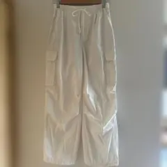GU ホワイト カーゴパンツ ワイドパンツ