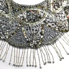 Christine　シルバービーズとスパンコールのメッシュフリンジストール