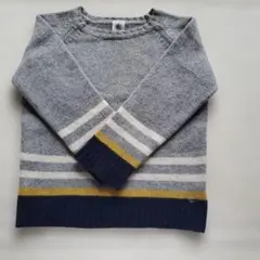 PETIT BATEAU グレー ストライプ ニットセーター 4ans