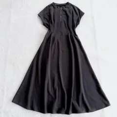 ティップトップ ハーフジップロングワンピース マキシ丈 フレンチスリーブ F