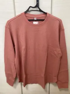 UNIQLOワッフルクルーネックT ピンク Lサイズ 春トップス 長袖新品タグ付