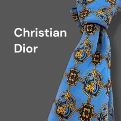 Christian Dior　ディオール　ネクタイ　ビジネス　花柄　ブルー系