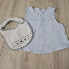 familiar 水色 ベビーベストとスタイセット