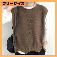レディース ニット ベスト ジレ フリーサイズ 重ね着 シンプル 体型カバー 春