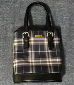 バーバリーブルーレーベル　ノバチェック　バケツ型　ミニトートバッグ　ネイビー
