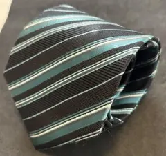 古着 総柄 Polo ストライプ ネクタイ 黒と青